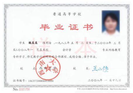 四川農業大學遠程教育畢業證樣本