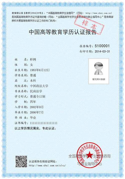 學歷認證報考樣本